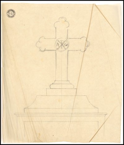 Sketch of Tomb for the Karakehia Family at Père Lachaise Cemetery in Paris by Adolphe Victor Geoffroy Dechaume